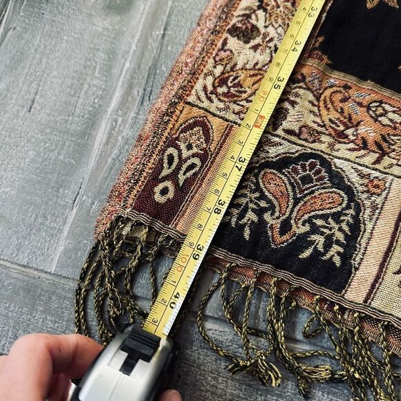 Pashmina Brown Fall Autumn Paisley Scarf Wrap Accessory - Picture 5 of 5